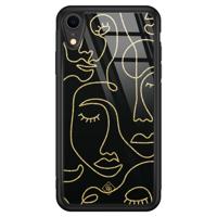 iPhone XR glazen hardcase - Abstract faces - thumbnail