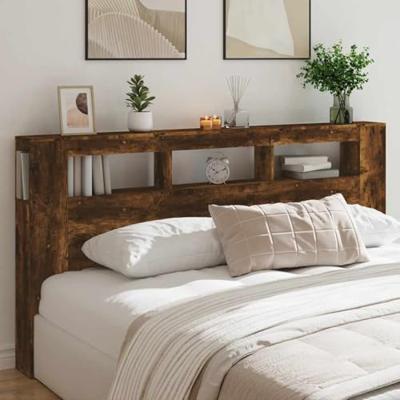 Hoofdeinde met LED 200x18,5x103,5 cm bewerkt hout gerookt eiken