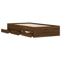 Bedframe met lades bewerkt hout bruin eikenkleur 75x190 cm - thumbnail