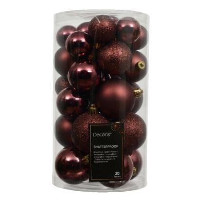 Kerstbalmix kunststof d6 cm maroon 30 st Decoris - Decoris Kerstbalmix kunststof d6 cm maroon 30 st Decoris - Decoris