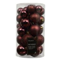 Kerstbalmix kunststof d6 cm maroon 30 st Decoris - Decoris - thumbnail