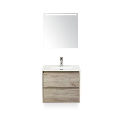 Dante Badmeubelset 60 cm - Craft Oak - Keramische Wastafel Wit Cover - met Sence Spiegel