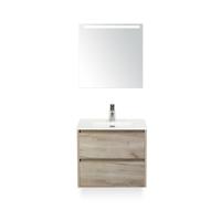 Dante Badmeubelset 60 cm - Craft Oak - Keramische Wastafel Wit Cover - met Sence Spiegel - thumbnail