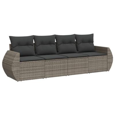 4-delige Loungeset met kussens poly rattan grijs 4-delige Loungeset met kussens poly rattan grijs