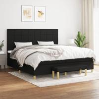 Boxspring met matras stof zwart 200x200 cm - thumbnail