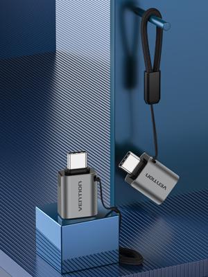 Vention CDQH0 tussenstuk voor kabels USB C USB A Grijs