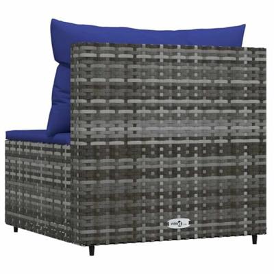 Tuinmiddenbank met kussens poly rattan grijs - thumbnail