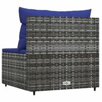 Tuinmiddenbank met kussens poly rattan grijs - thumbnail