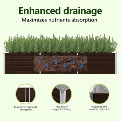 VidaXL Plantenbak verhoogd 240x80x45 cm gegalvaniseerd staal bruin VidaXL Plantenbak verhoogd 240x80x45 cm gegalvaniseerd staal bruin