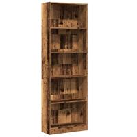 Boekenkast 60x24x176 cm bewerkt hout oud houtkleurig - thumbnail