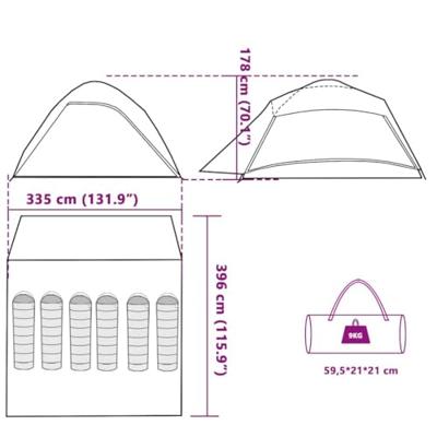 Koepeltent 6-persoons waterdicht groen Koepeltent 6-persoons waterdicht groen