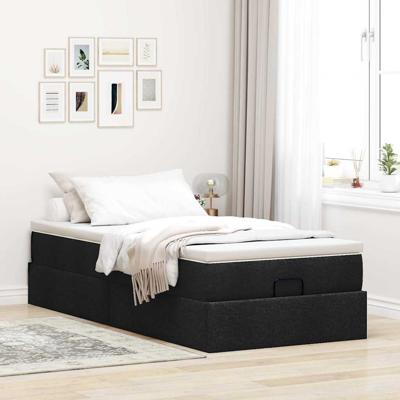 Ottoman bed met matras 120x190 cm stof zwart