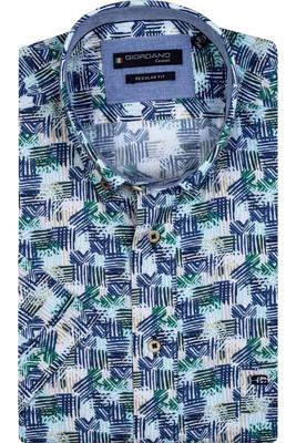 Giordano Heren Overhemd Wit Met Groene Print Satijn Regular Fit Giordano Heren Overhemd Wit Met Groene Print Satijn Regular Fit