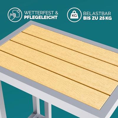 Bijzettafel zilver naturel WPC 65.5x50x40cm