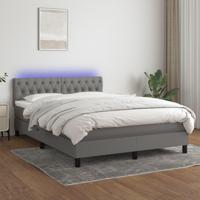 Boxspring met matras en LED stof donkergrijs 140x190 cm - thumbnail