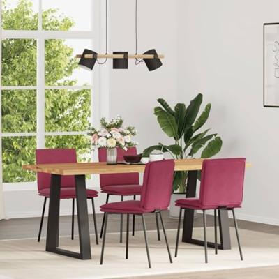 Eetkamerstoelen 4 st fluweel wijnrood