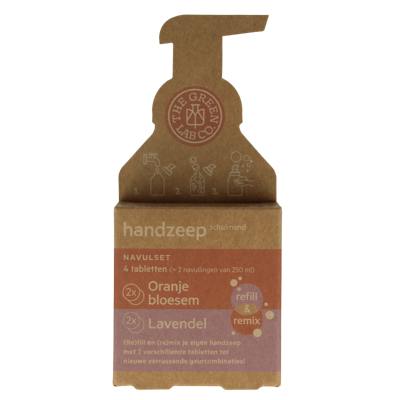 The Green Lab Co Handzeep navulset oranjebloesem & lavendel 4 Stuks