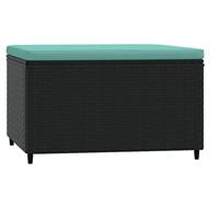 Voetensteun met kussen poly rattan zwart - thumbnail
