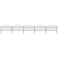 Tuinhek met speren bovenkant (1-1,25)x8,5 m staal zwart - thumbnail