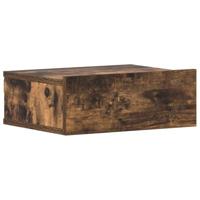 Nachtkastje zwevend 40x30x15 cm bewerkt hout gerookt eikenkleur - thumbnail