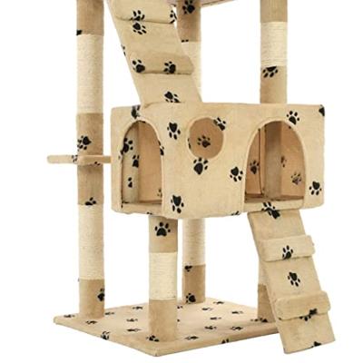 VidaXL Kattenkrabpaal met sisal krabpalen 170 cm pootafdrukken beige