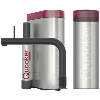 Quooker Front Keukenkraan Set - Kokend Warm- en Koud Water - Zwart - Inclusief PRO3 Reservoir & CUBE - Direct Gekoeld Bruisend Water