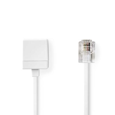 Nedis Telecomverlengkabel | RJ11 Male | RJ11 Female | 10.0 m | Kabel design: Plat | Connectorplating: Goud Verguld | Kabeltype: RJ11 | Wit | Label -
