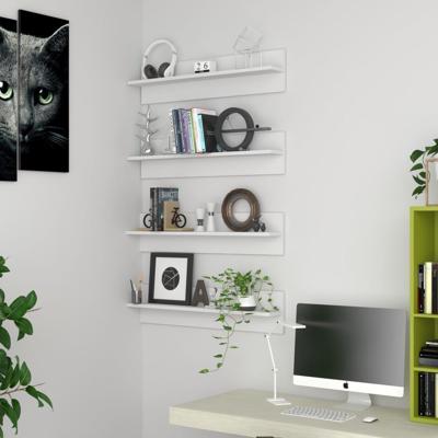 Wandschappen 4 st 80x11,5x18 cm bewerkt hout wit