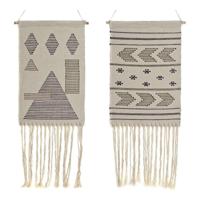Ophangdecoratie DKD Home Decor Etnisch Zwart Crème Geometrisch Boho 46 x 1 x 64 cm (2 Stuks) - thumbnail