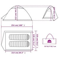 Tent 2-persoons 254x135x112 cm 185T taft grijs en oranje - thumbnail