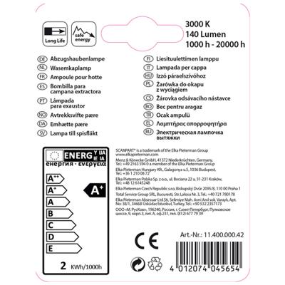 Scanpart afzuigkaplamp e14 20w led t26 Scanpart afzuigkaplamp e14 20w led t26