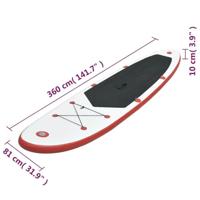 VidaXL Stand up paddleboardset opblaasbaar rood en wit - thumbnail