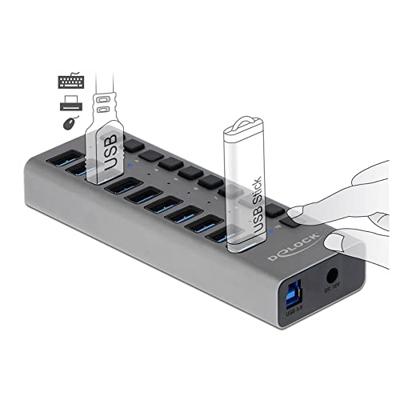 Delock 63670 USB-C (USB 3.2 Gen 2) multiport hub 10 poorten Grijs