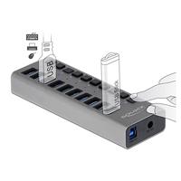 Delock 63670 USB-C (USB 3.2 Gen 2) multiport hub 10 poorten Grijs - thumbnail