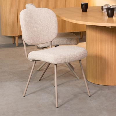 LABEL51 Eetkamerstoel Singapore - Naturel - Boucle - Taupe Frame LABEL51 Eetkamerstoel Singapore - Naturel - Boucle - Taupe Frame