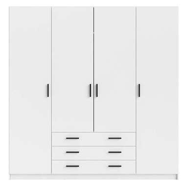 Kledingkast Sprint 4-deurs - wit - 200x196x50 cm - Leen Bakker