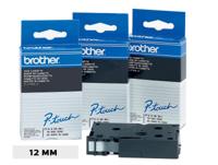 Gelamineerde Tape voor Labelmakers Brother TC-201 12 mm x 7,7 m Wit/Zwart - thumbnail