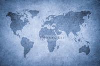 Schilderij - Grunge wereldkaart, blauw , 3 maten , Premium print - thumbnail