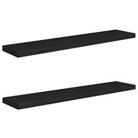 VidaXL Wandschappen zwevend 2 st 120x23,5x3,8 cm mdf zwart - thumbnail