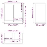 Wastafelkast 60x33x60 cm bewerkt hout oud houtkleurig - thumbnail