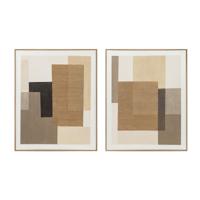 Canvas Home ESPRIT Bruin Beige Abstract Stads 80 x 4,5 x 100 cm 82 x 4,5 x 101 cm (2 Stuks) - thumbnail