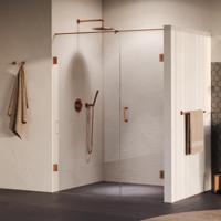 Brauer Void - Nisdeur - 2-Delig - Helder Glas - 150 x 200 cm - Omkeerbaar - met Draaideur 70 cm - Aan Muur - incl. Glascoating - PVD Koper - thumbnail