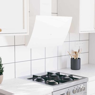 Wandafzuigkap 60 cm staal en gehard glas wit