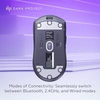 Dark Project Nexus (zwart) - Draadloze 2,4 GHz, Bluetooth & USB-C bedrade gamingmuis, lichtgewicht, aanpasbaar, PixArt PAW3395-sensor, 26000 DPI, 2000 Hz peilsnelheid, 300 mAh-batterij voor 40 uur - thumbnail