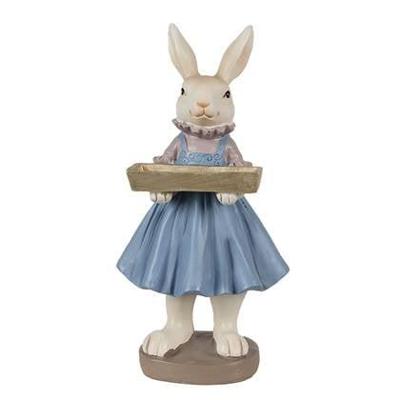 Clayre & Eef Beeld Konijn 10x8x20 cm Beige Blauw Polyresin Clayre & Eef Beeld Konijn 10x8x20 cm Beige Blauw Polyresin