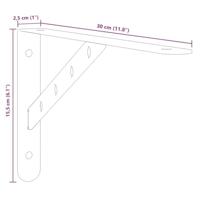 Plankdragers 4 st 30x2,5x15,5 cm roestvrijstaal zilverkleurig - thumbnail