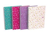 Oxford Floral softcover spiraalschrift, ft B5, 60 vel, geruit 5 mm, 3 geassorteerde designs - thumbnail