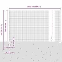 VidaXL Hek met paal grijs 1,4 x 25 m staal en pvc - thumbnail