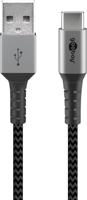 goobay USB-C > USB-A textielkabel met metalen aansluitingen - thumbnail