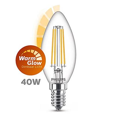 Philips LED kaars E14 3,4-40W filament helder WarmGlow blister - 5100308 Philips LED kaars E14 3,4-40W filament helder WarmGlow blister - 5100308